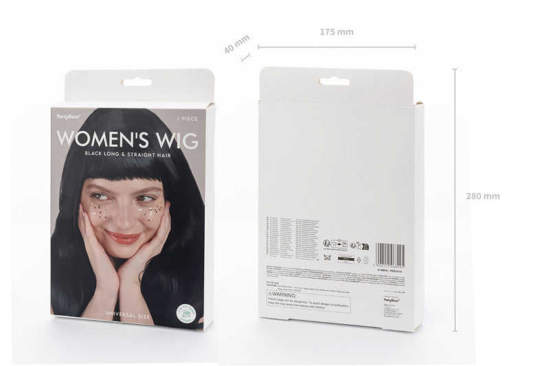 Perruque cheveux longs noire