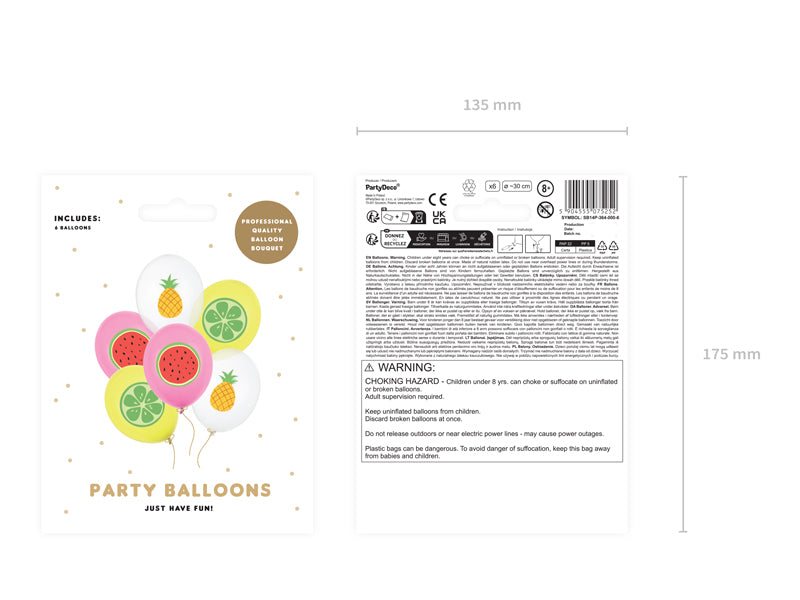 Ballons Fruits assortis (30 cm, 6 pièces)