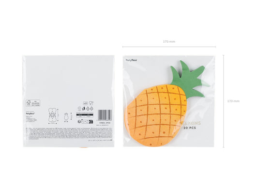 Serviettes Ananas (18,5 x 10,2 cm, 20 pièces)