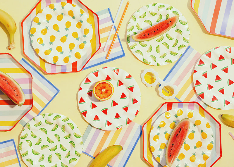 Assiettes carrées Rayures assorties (24,5 x 24,5 cm, 6 pièces)