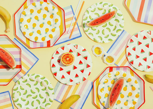 Assiettes carrées Rayures assorties (24,5 x 24,5 cm, 6 pièces)
