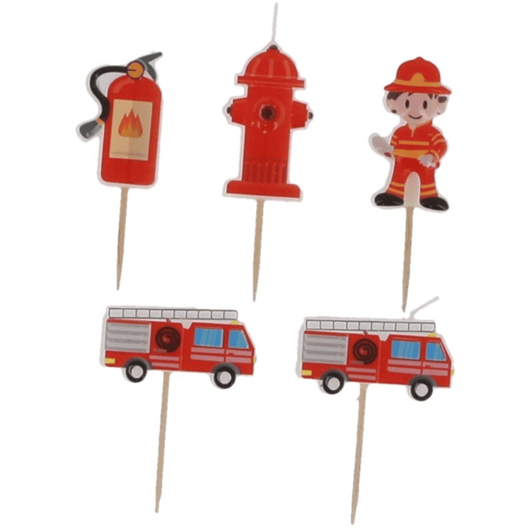 Bougies Pompier rouges (5 pièces, 3 x 7.5 cm)