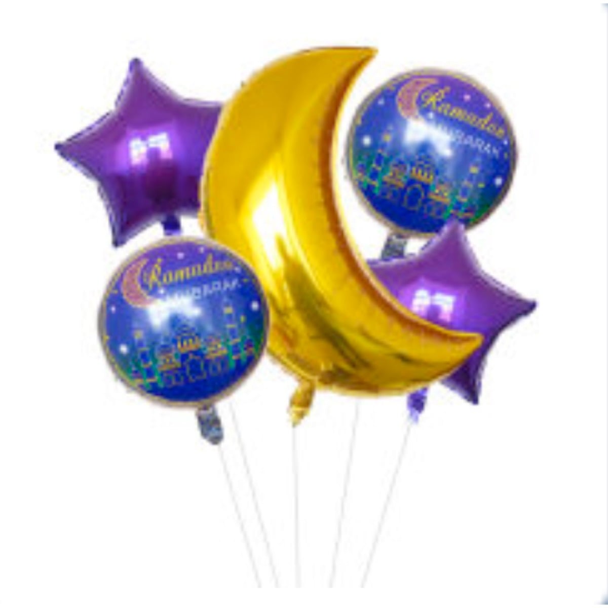 Set ballon alu - Eid Mubarak (5pcs)