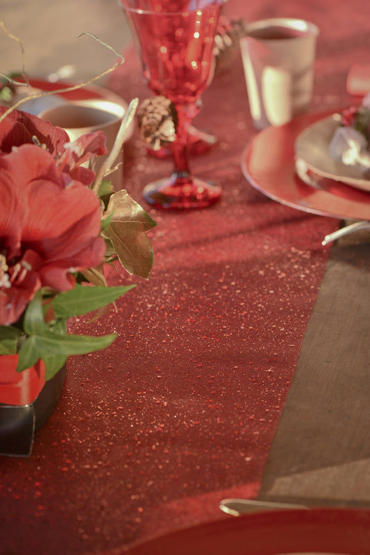 Chemin de table en Tulle Pailleté - Argent (5m)