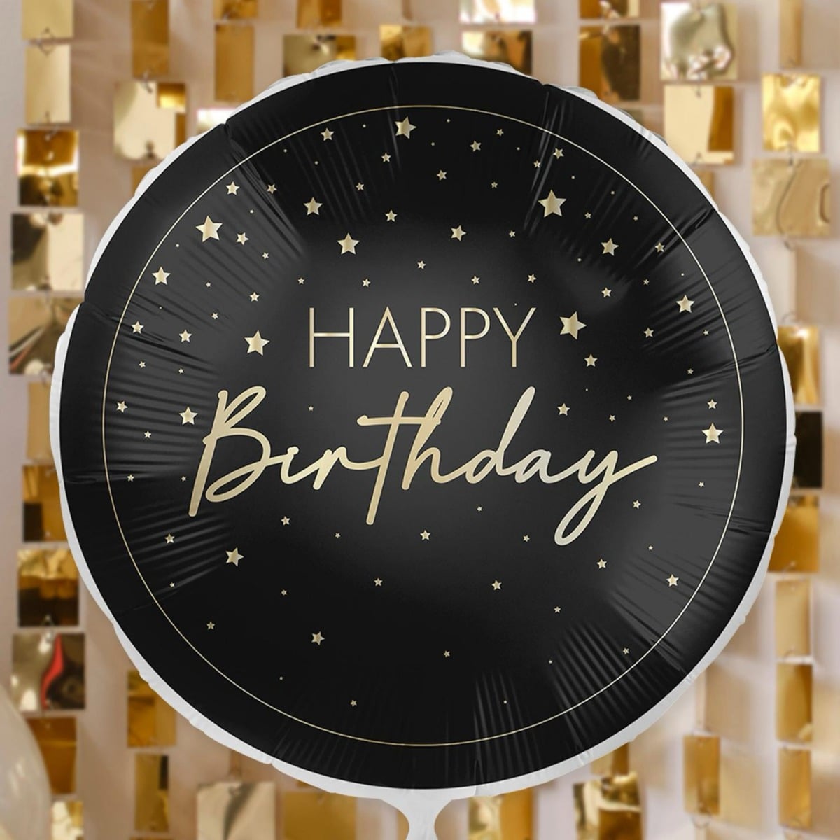 Ballon Alu - Happy Birthday Noir/or