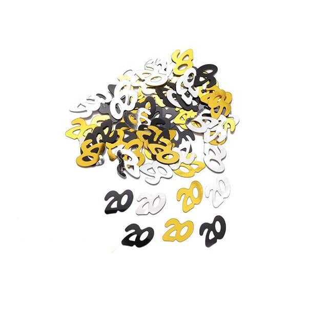 Confettis Age "20" - Noir, Or & Argent (100 pcs)