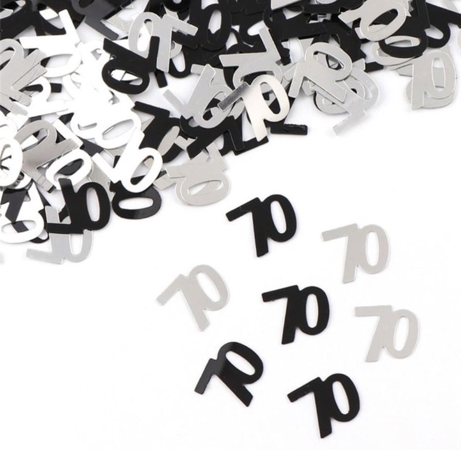Confettis Age "70" - Noir & Argent (100 pcs)
