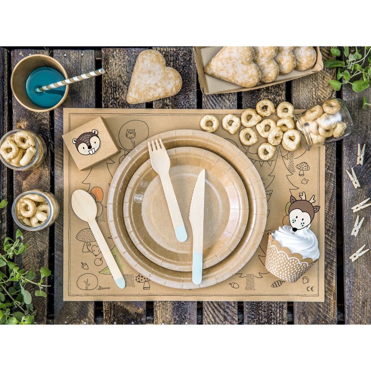 Couverts en bois - Ton Bleu (18pcs)