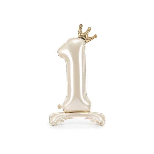 Ballon Chiffre sur pied - Crème