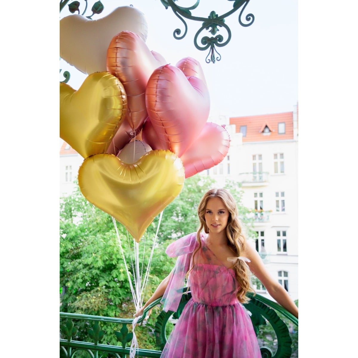 Ballon en alu - Cœur rose clair - 75cm