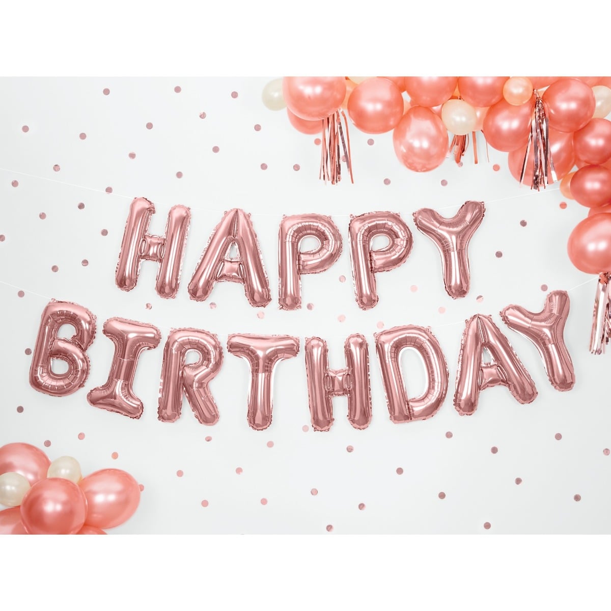 Set Ballons Happy Birthday RoseGold