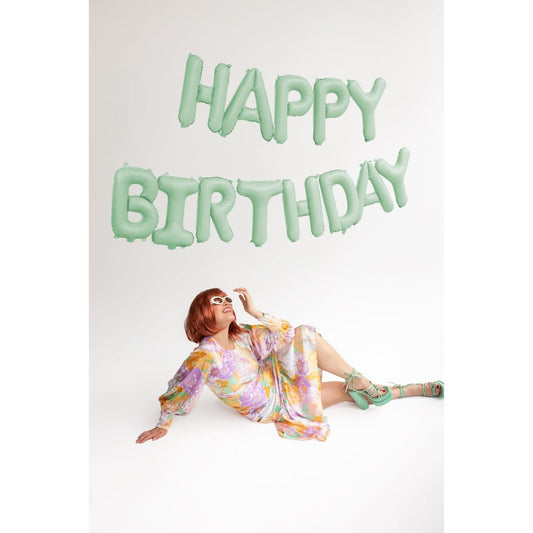 Ballons en alu - Happy Birthday - Vert (35cm)