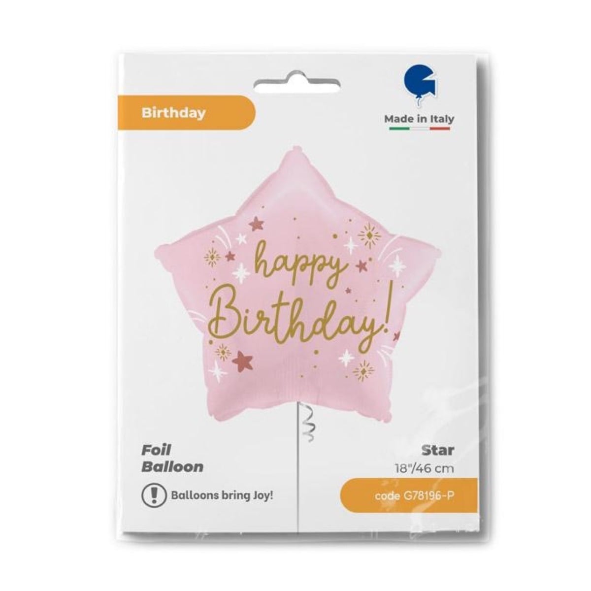 Ballon alu - Etoile rose Happy Birthday