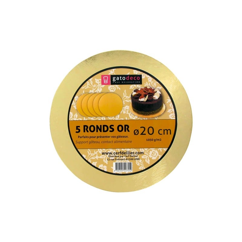 Support à pâtisserie - rond doré 20cm (5pcs)
