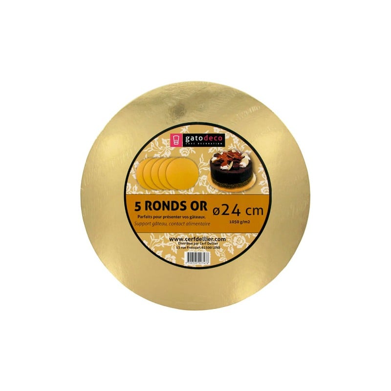 Support à pâtisserie - rond doré 24cm (5pcs)