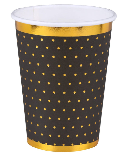 Gobelets noir à pois Or (10pcs)
