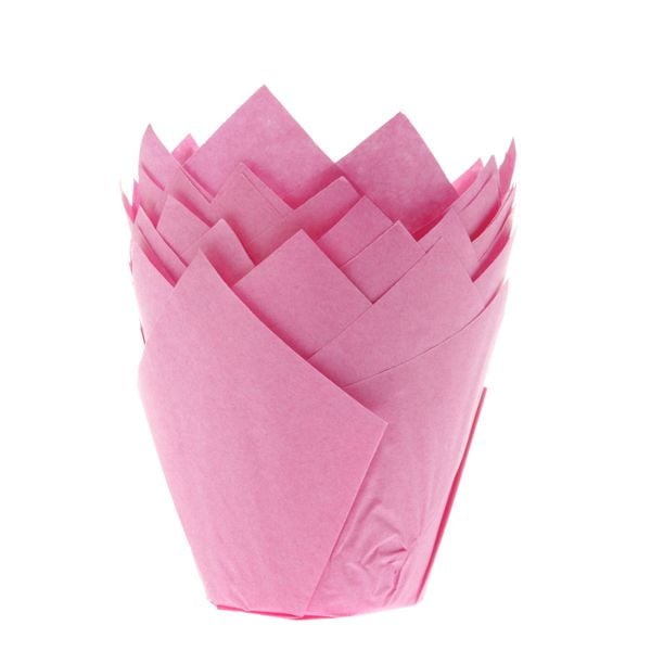 Caissettes tulipe à muffins - Rose foncé (36pcs)