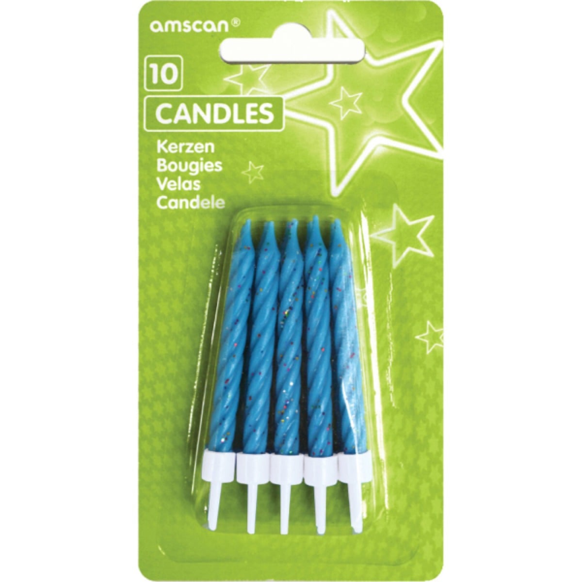 Bougies Bleu Paillettes (10pcs)