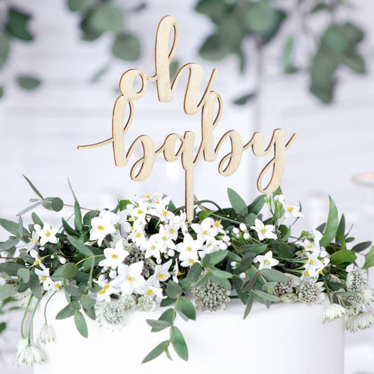 Cake Topper Oh Baby en bois