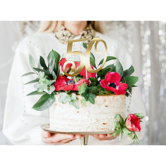 Cake topper 50 doré (20cm)
