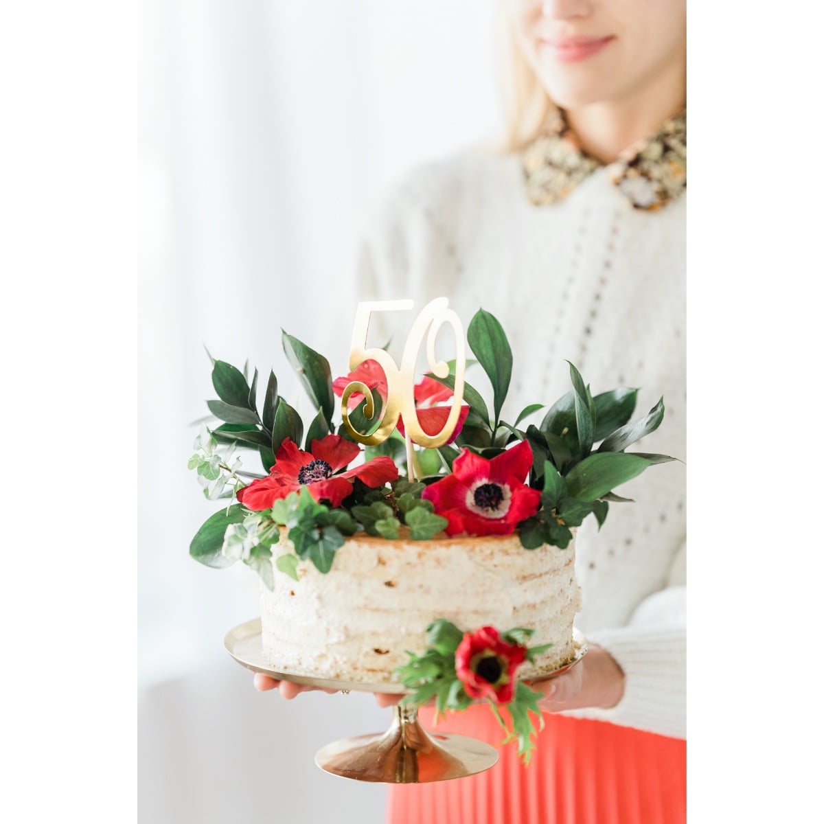 Cake topper 50 doré (20cm)