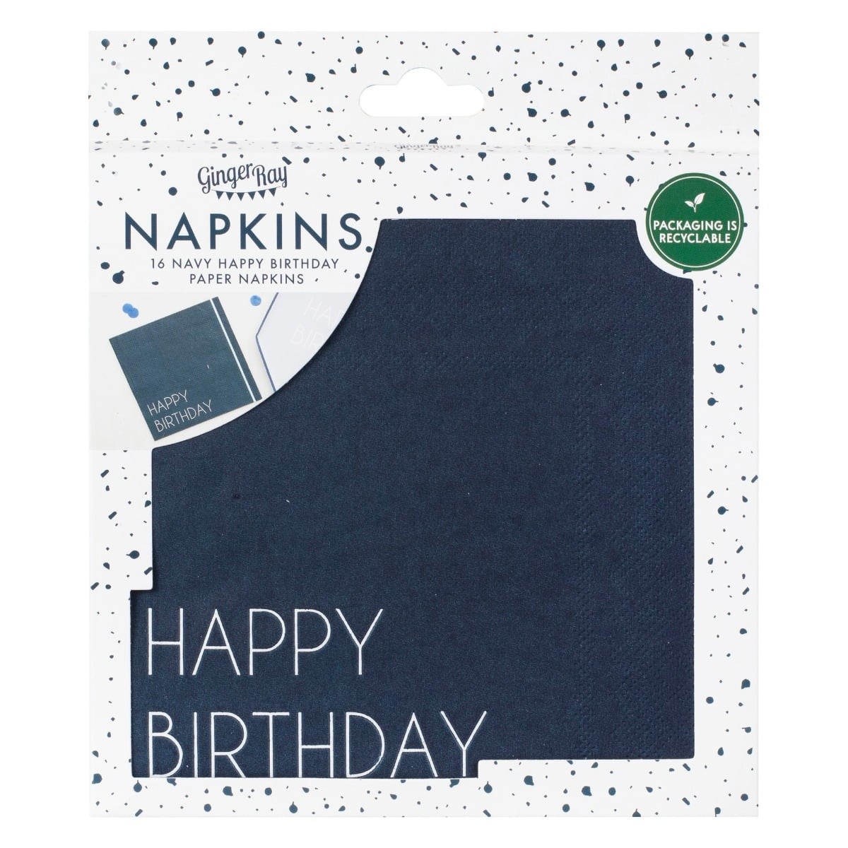 Serviettes - Happy Birthday - Bleu marine
