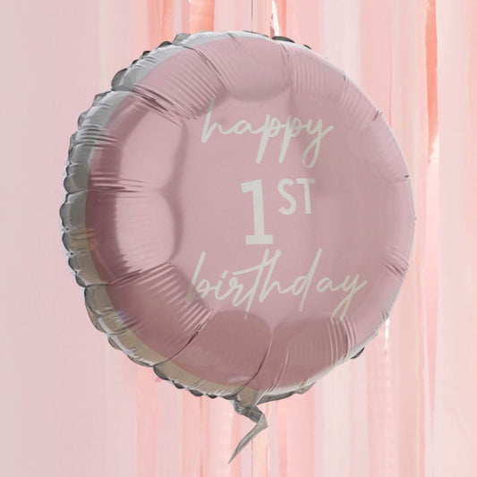 Ballon Alu - 1st Birthday - Rose
