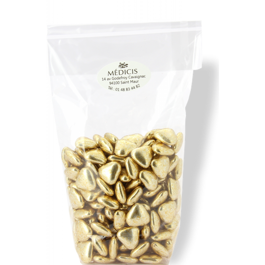 Dragées Chocolat Mini-coeurs Or (250g)