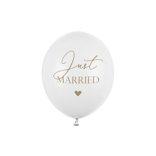 Ballons blanc "Just Married" 30cm (6 pièces)