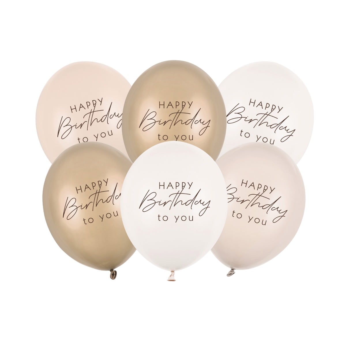 Ballons latex - Happy Birthday to you - Mix beige