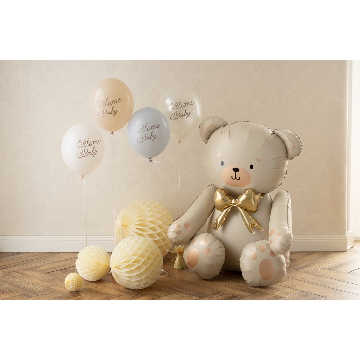 Ballons latex - Welcome Baby mix bleu