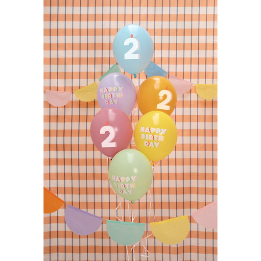 Ballons en latex Happy Birthday - 2 ans