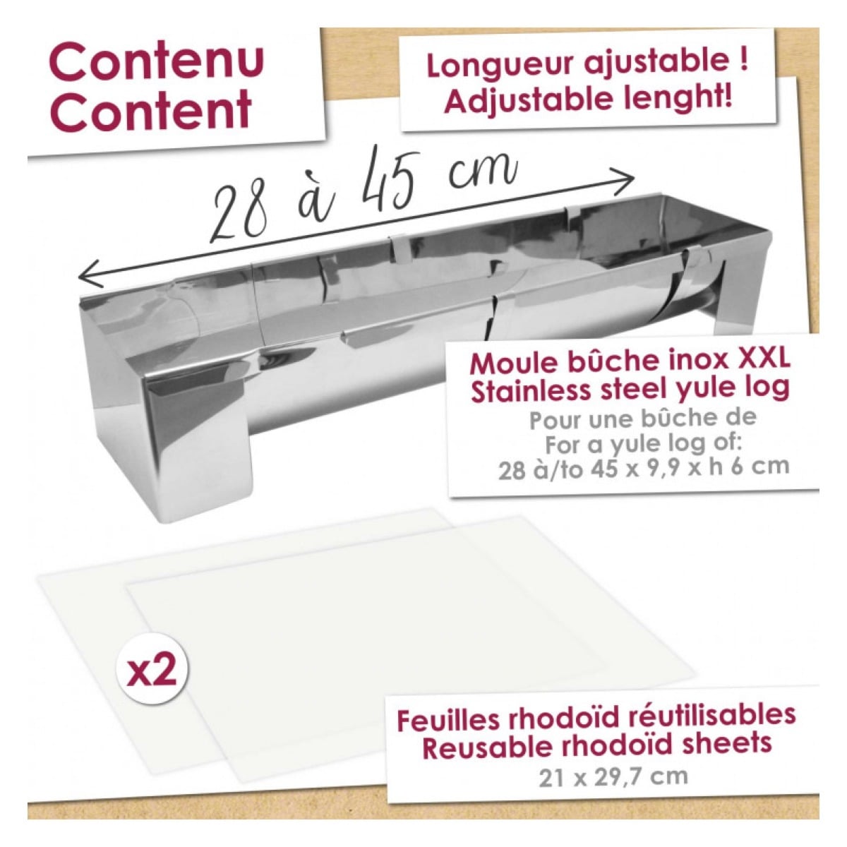 Moule à Bûche extensible 28-45cm