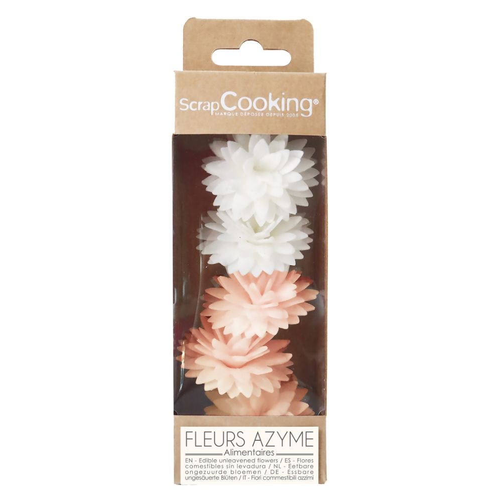 Dahlia en azyme blanc et rose pastel (5pcs)