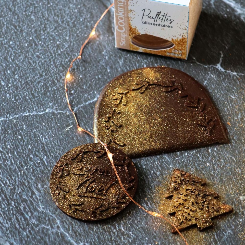 Paillettes alimentaires dorées