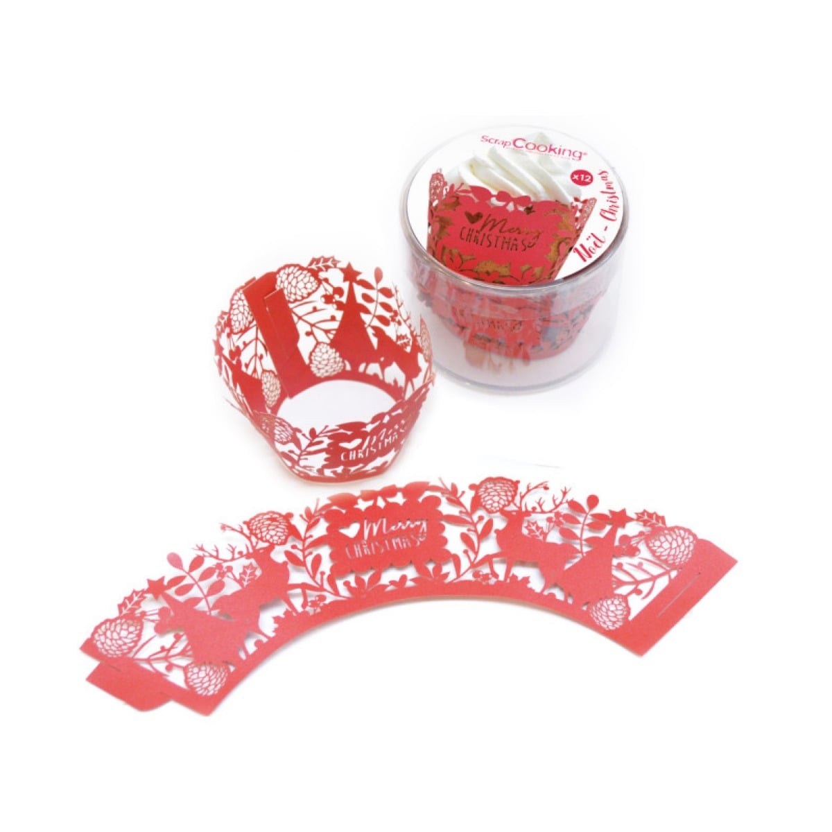Contours dentelle cupcakes Noël (12pcs)