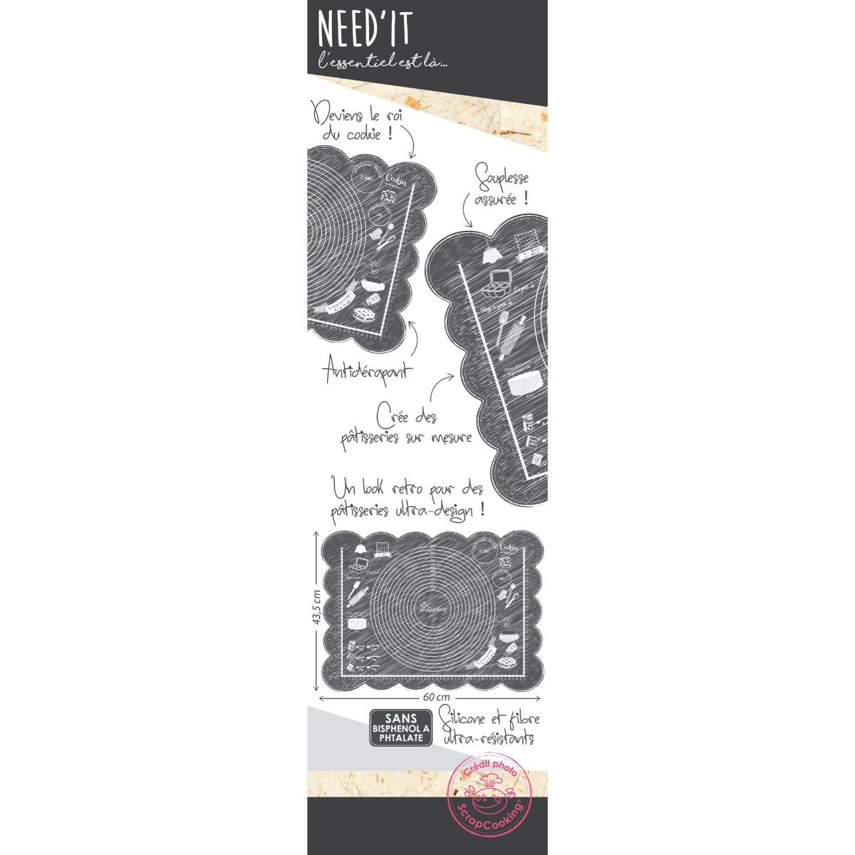 Tapis pâtissier en silicone Need'it