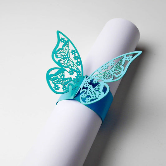 Ronds de serviette - Papillon Turquoise (10 pcs)