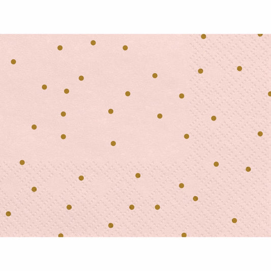 Serviettes roses à pois Or (20pcs)