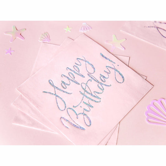 Serviettes Happy Birthday (20pcs) - Rose