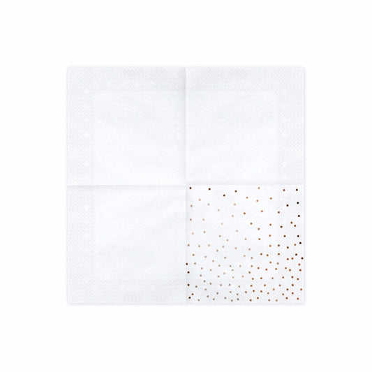 Serviettes blanches à pois Rosegold (20pcs)