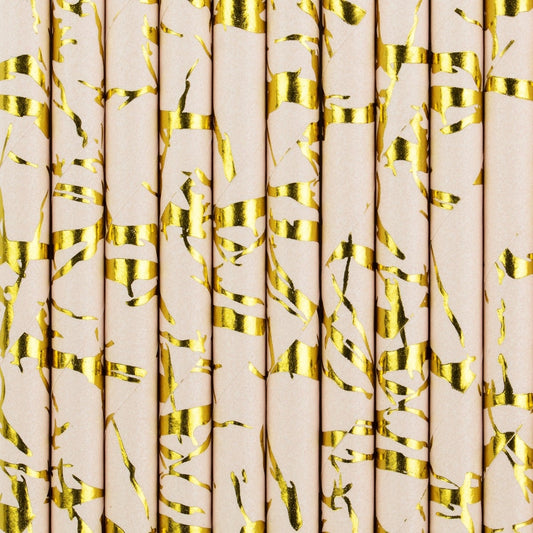 Pailles en papier - Cotillons Rose poudré (10pcs)