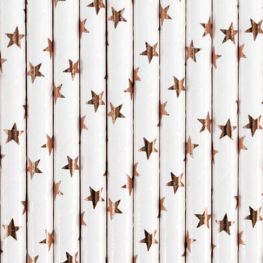 Pailles en papier Etoiles Rose gold (10pcs)