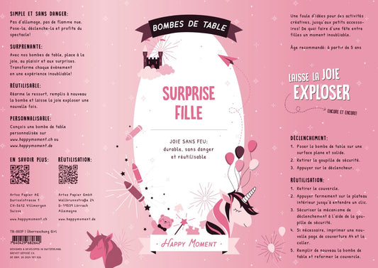 Bombe de table réutilisable - Surprise Fille (FR)