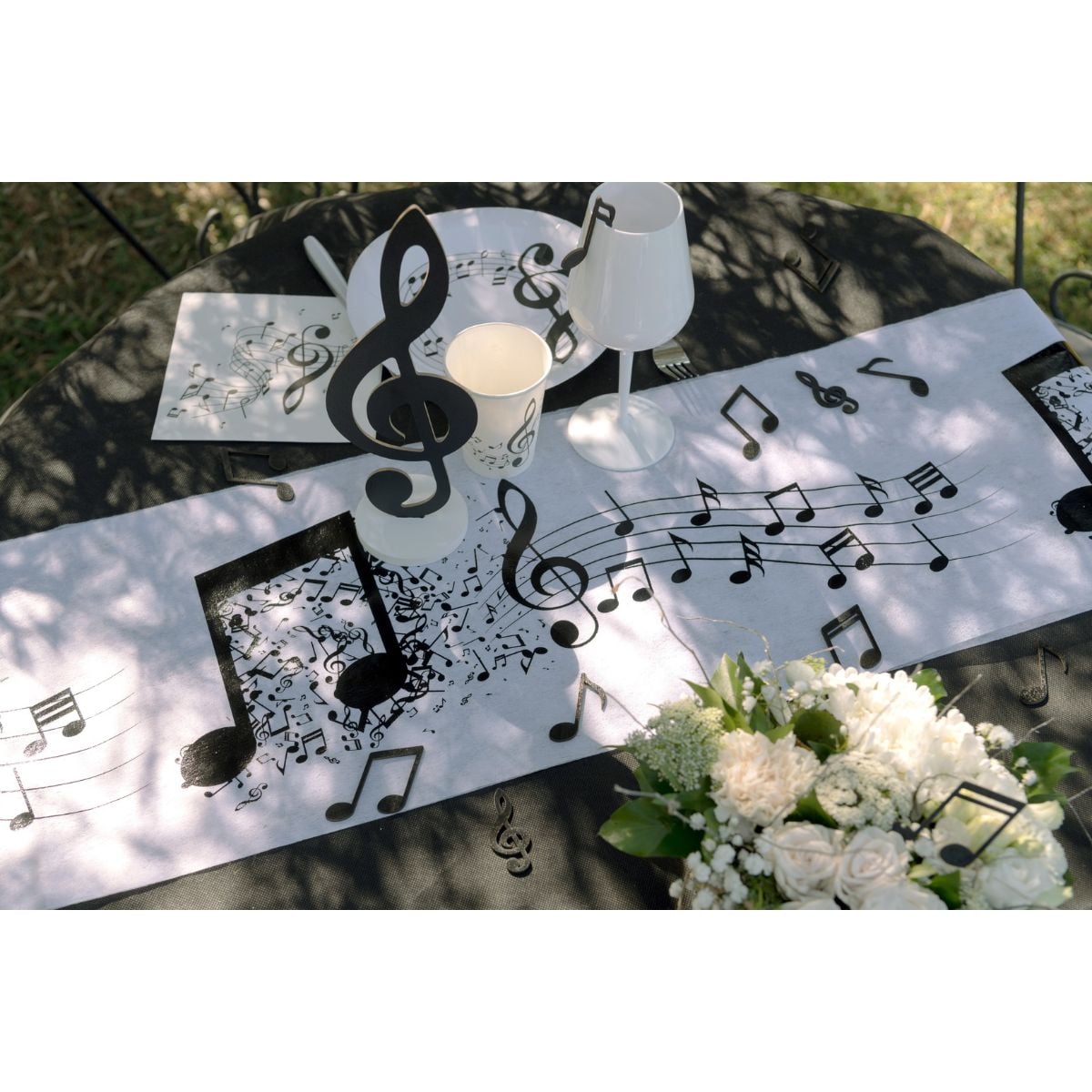 Chemin de table - Musique Blanc