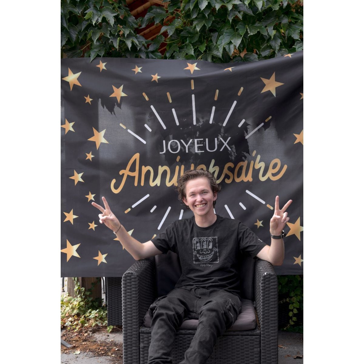 Toile de fond - Joyeux Anniversaire - Noire