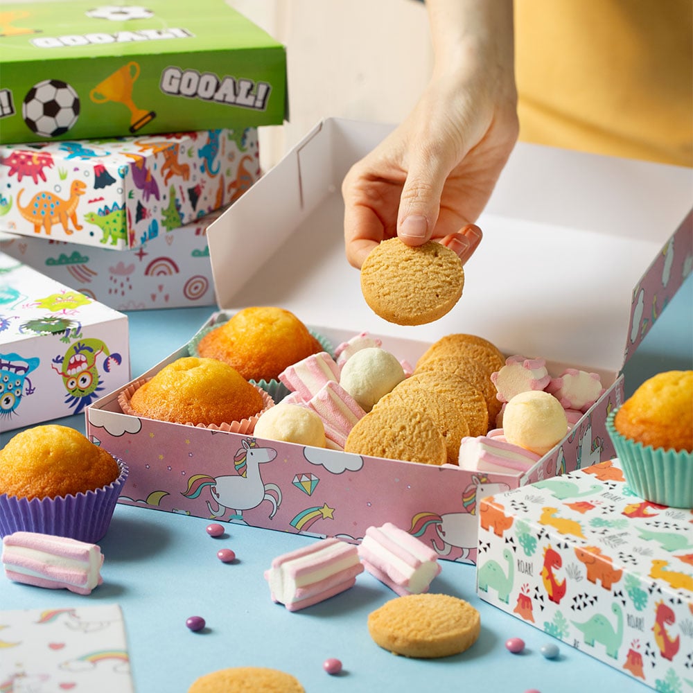 Boîte à Pâtisseries - Licornes fond rose