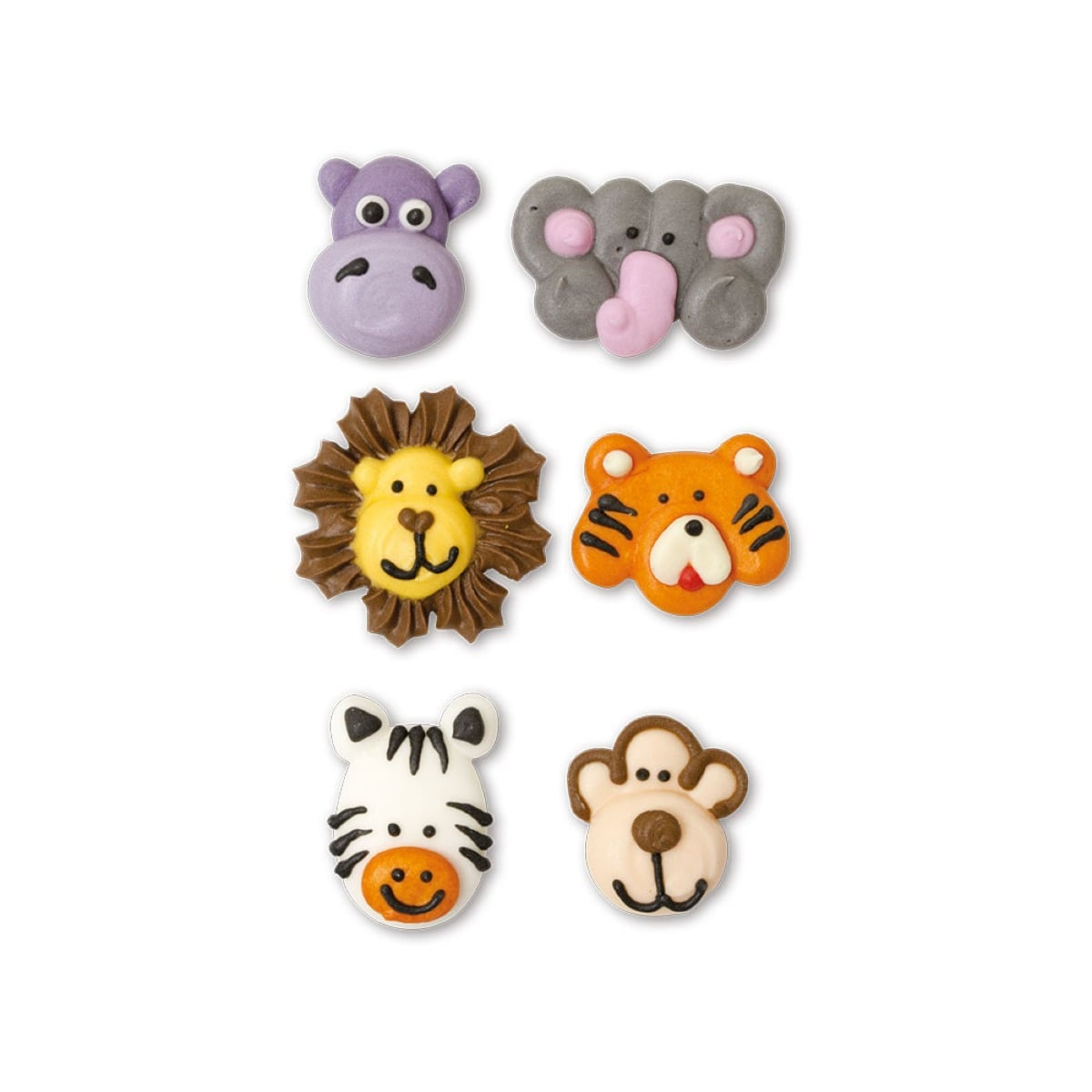 Décorations en sucre - Animaux de la jungle (6pcs)