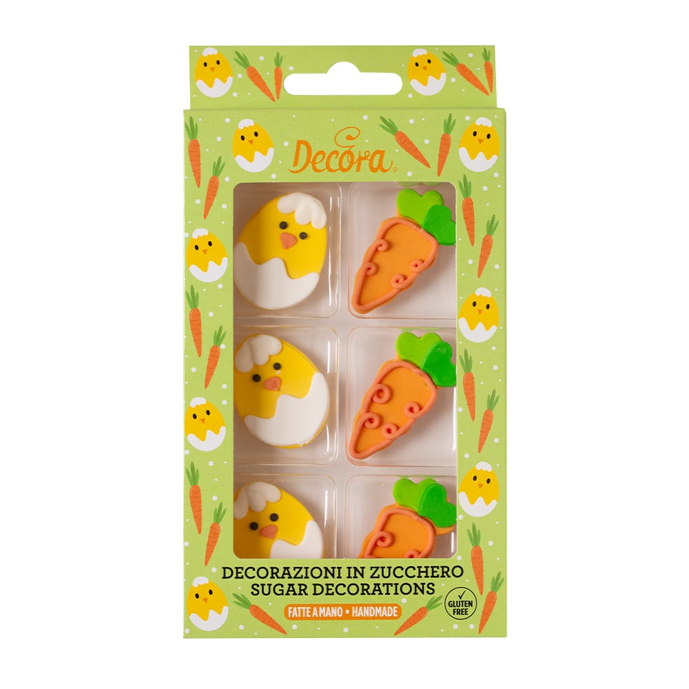 Décorations en sucre - Poussins Carottes
