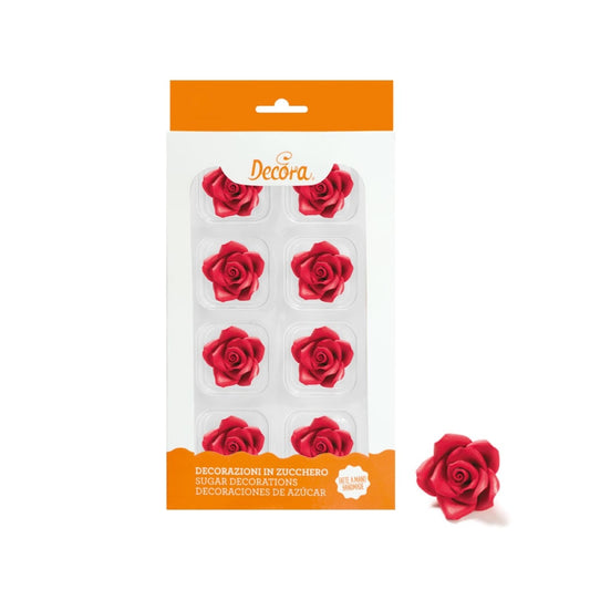 Décorations en sucre - Rose rouge ø 3,5 cm